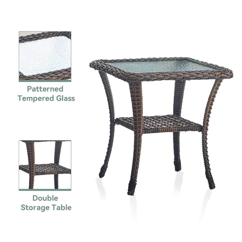 Gymojoy Outdoor 3-piece Rocking Swivel Chair Set Weather-resistance - Brown