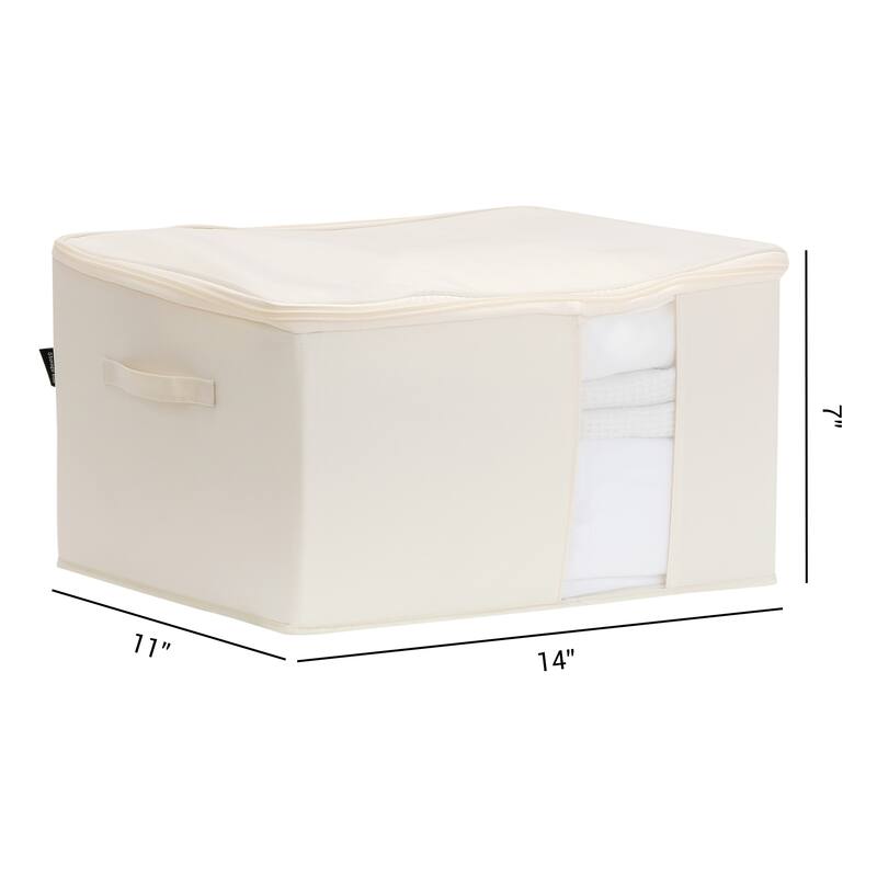 1 Pack Clothes Storage, Foldable Storage Bags for Organizing Bedroom, Clothing, Closet Organizers and Storage with Handles - Beige - 14*11*7in