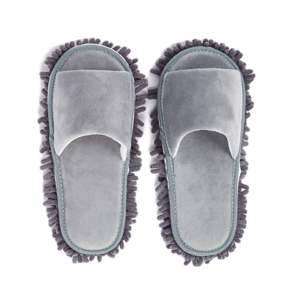 Premium Plush Mop Slippers with Detachable, Washable Bottoms - Standard