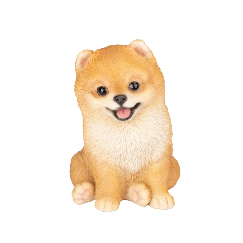 Sitting Pomeranian Puppy Outdoor Garden Statue - 5.75"