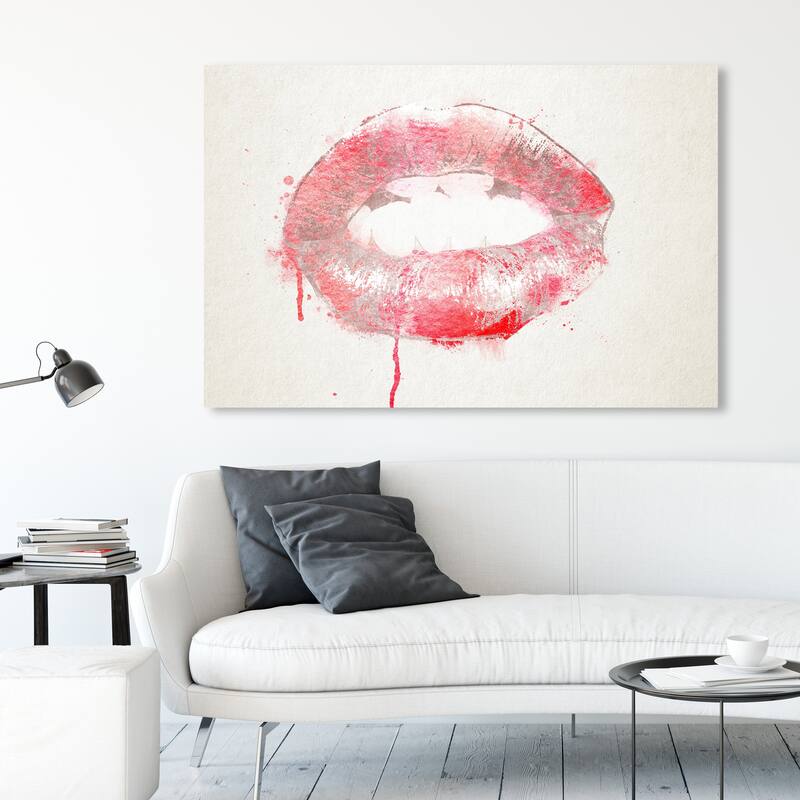 Wynwood Studio Fashion and Glam Bite My Lips Red and Glam Wall Art Canvas Print - 36 x 54