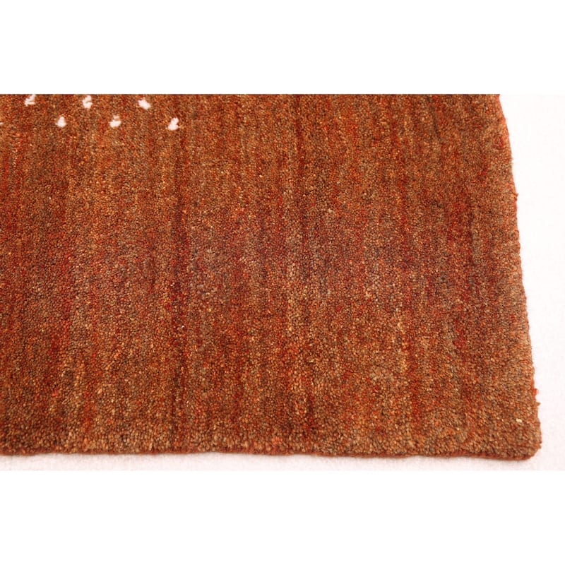 ECARPETGALLERY Hand Loomed Kashkuli Gabbeh Burnt Orange Wool Rug - 5'0 x 7'7