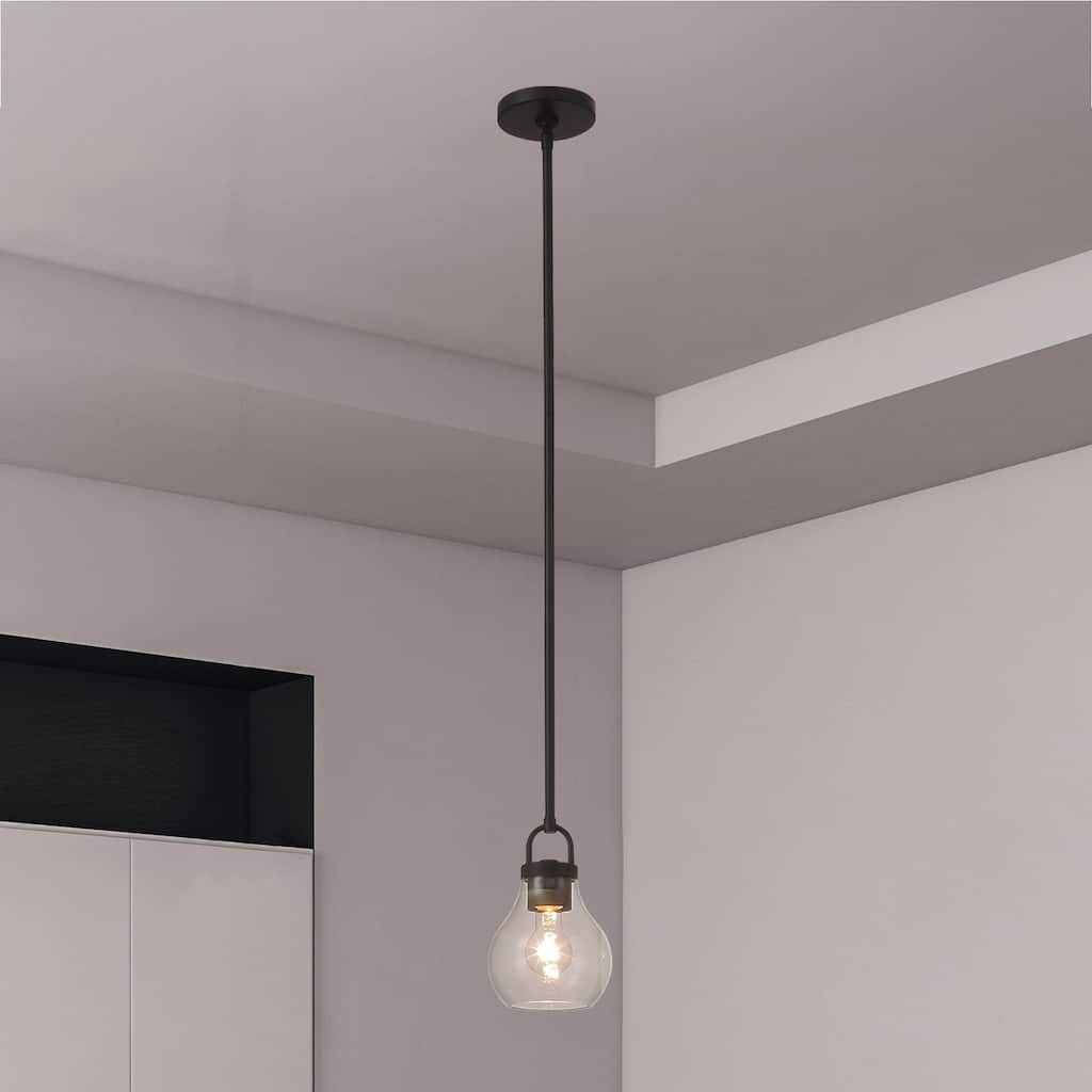 Mansfield 6-inch 1-light Matte Black Pendant Light with Clear Glass Shade