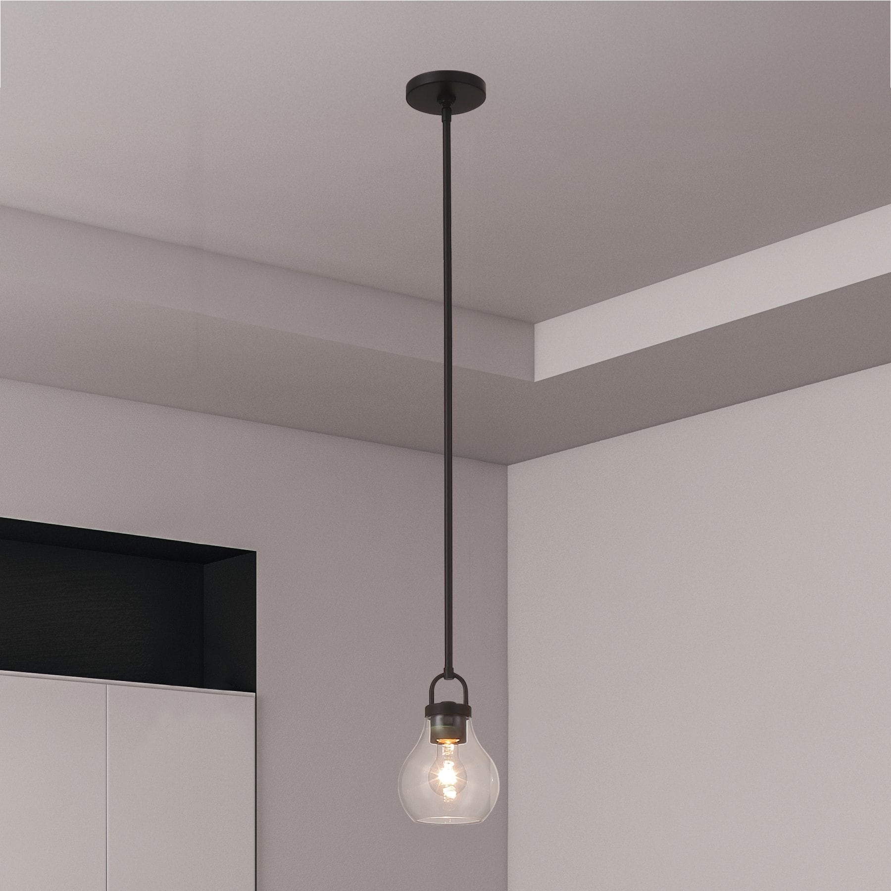 Thesis Mansfield 6-inch 1-light Matte Black Pendant Light with Clear Glass Shade