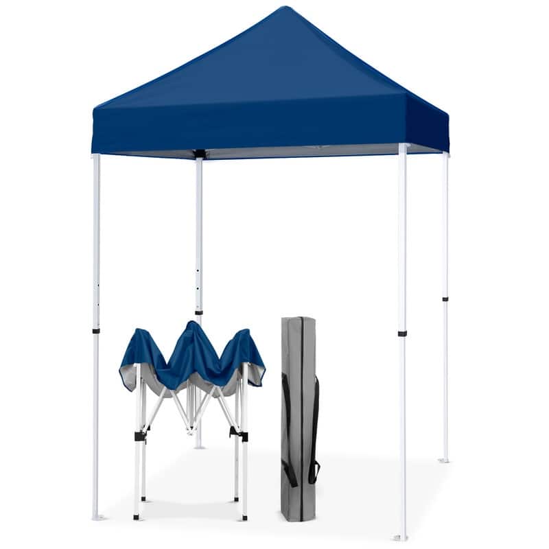 EAGLE PEAK 5x5 Pop Up Canopy Tent Instant Outdoor Canopy Easy Set-up Straight Leg Folding Shelter - Dark Blue