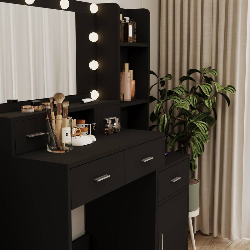 5 drawer 43.31 in. W Dresser Table with Mirror