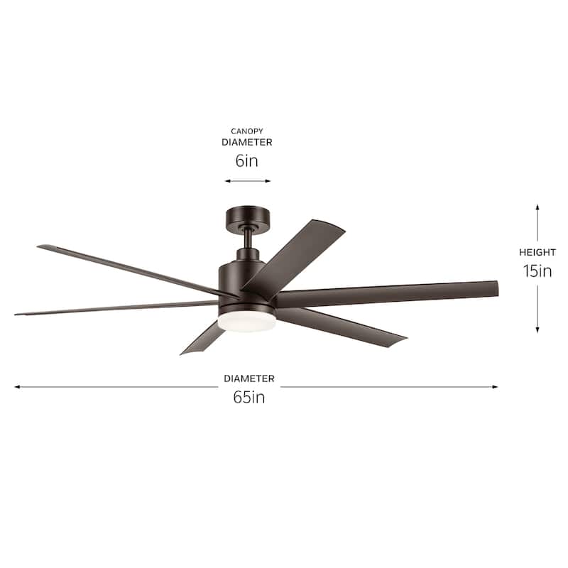 Kichler Lighting Loa 65 Inch Ceiling Fan with Satin Etch Glass in Satin Natural Bronze with Satin Natural Bronze Blades