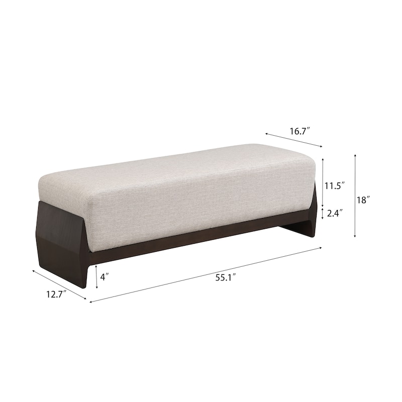 Christopher Knight Home - Julie Modern Rubber Wood Upholstered Bench with Thick Soft Cushion.