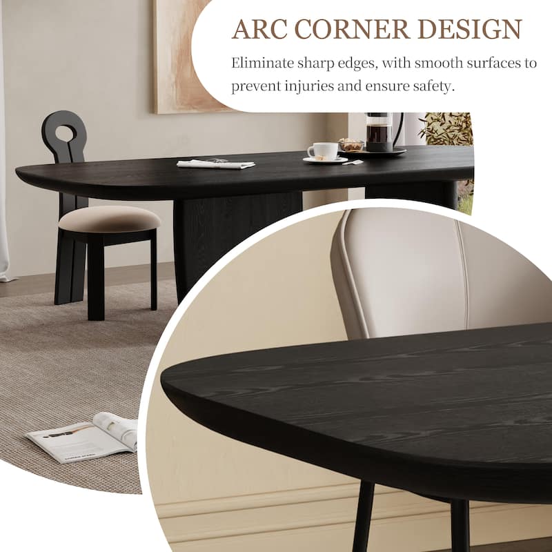 78.74" Mid Century Modern Black/ Brown Dining Table, Rectangular Dining Table ,Solid Wood for 6-8