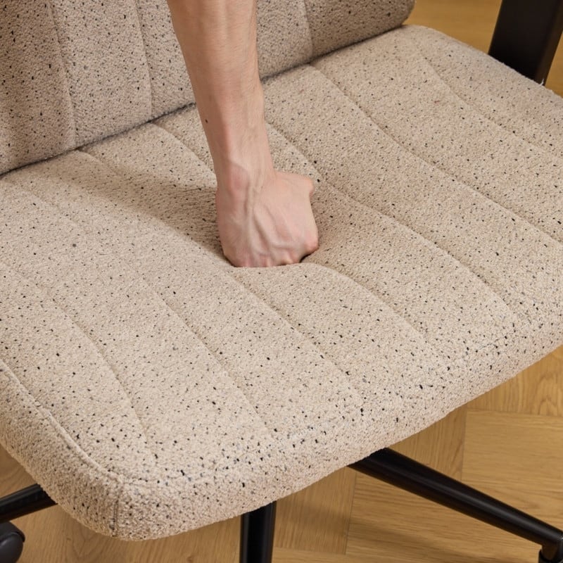 Speckled Chenille Swivel Chair With Flip-Up Arms For Cross-Legged