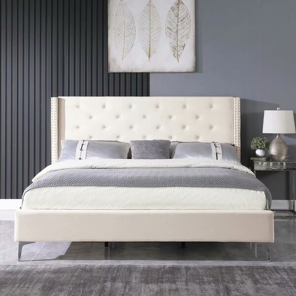 Morden Fort Upholstered Platform Bed Frame Velvet California King