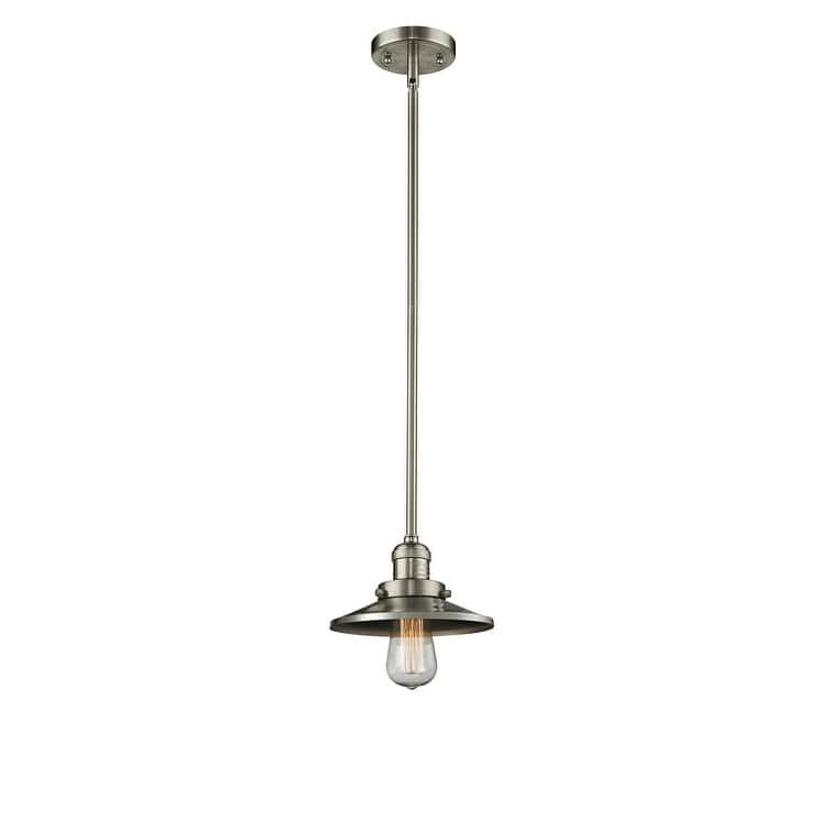 Innovations Lighting Railroad 8" Wide Mini Pendant - Downrod - Brushed Satin Nickel / Metal Shade