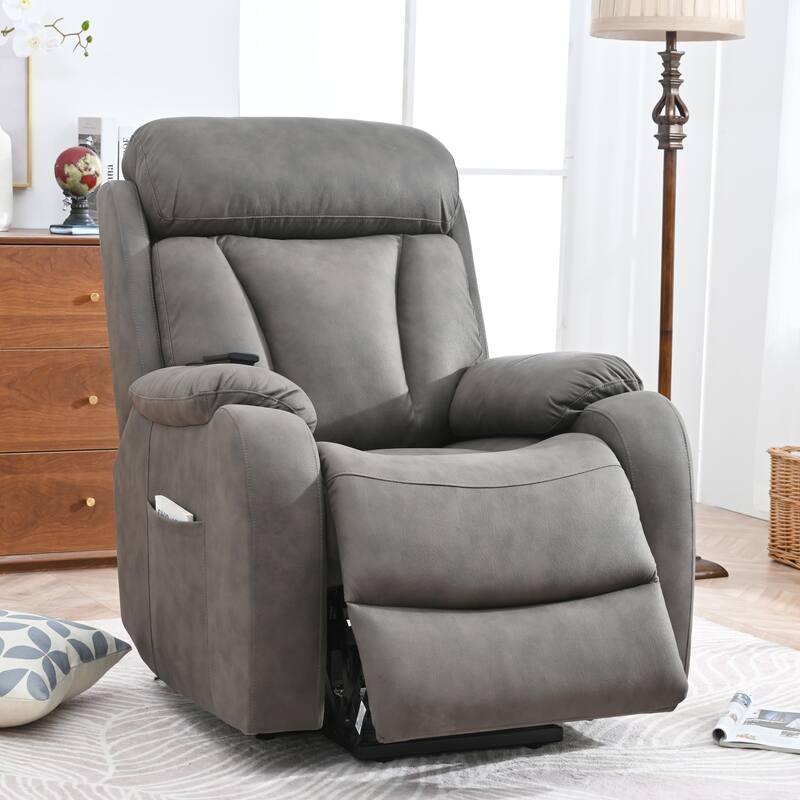 Fabric Power Lift Recliner with Remote, Overstuffed Cushions, Side Storage Pocket, and Durable Heavy-Duty Frame for Seniors