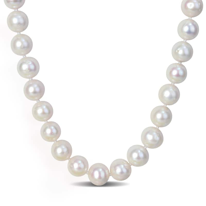 Miadora Men's Cultured Freshwater Pearl Necklace Bracelet 2-Piece Set Sterling Silver Clasps