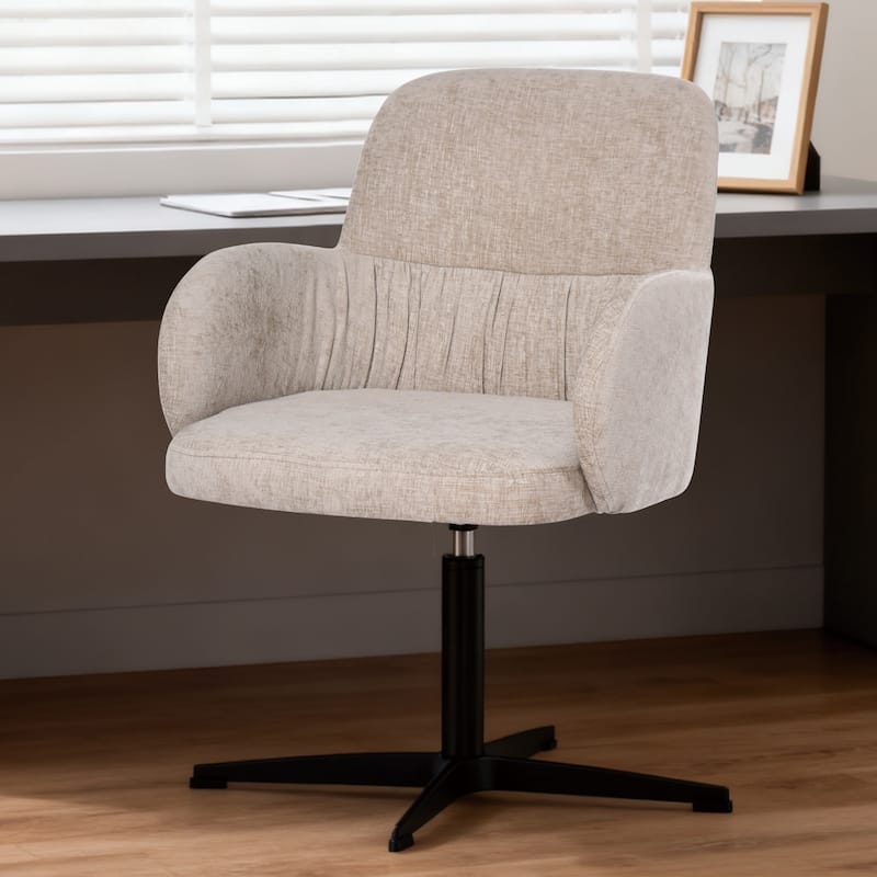 Modern 360° Swivel Upholstered Multi-Use Chair for Office or Dining - Single - Cream