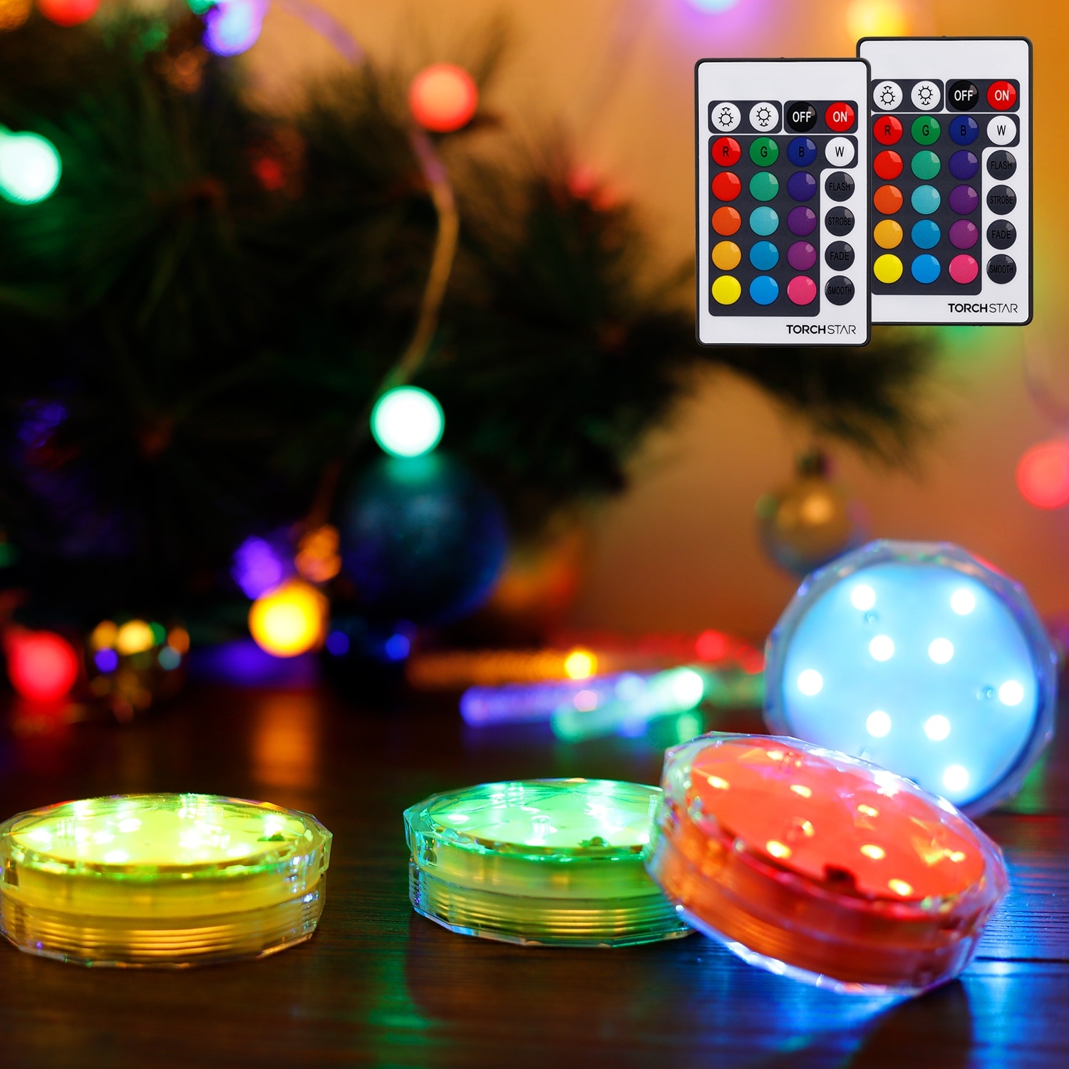 4 Remote Control LED Light Self Adhesive Dimmer Wireless Closet Lamp Multi  Color