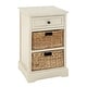 preview thumbnail 56 of 87, Cream, Teal, White or Brown Wood 2 Baskets and 1 Drawer Storage Unit - 16 x 13 x 28