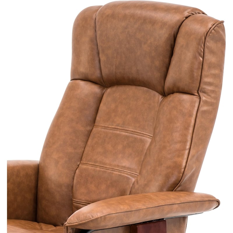 MCombo Swivel Recliner Chair with Wood Base and Ottoman