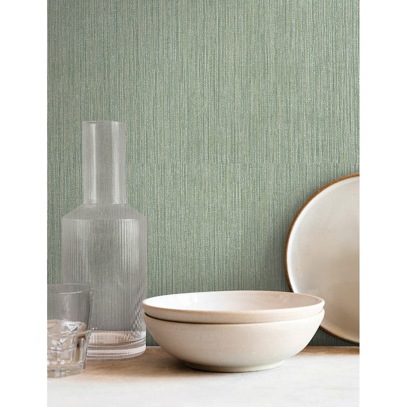 York Wallcoverings Washed Ramie Sea Glass Wallpaper