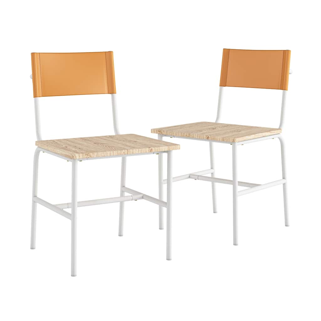 Wood Industrial Dining Chair Set of 2, White - 18.50" W x 23.47" D x 32.44" H
