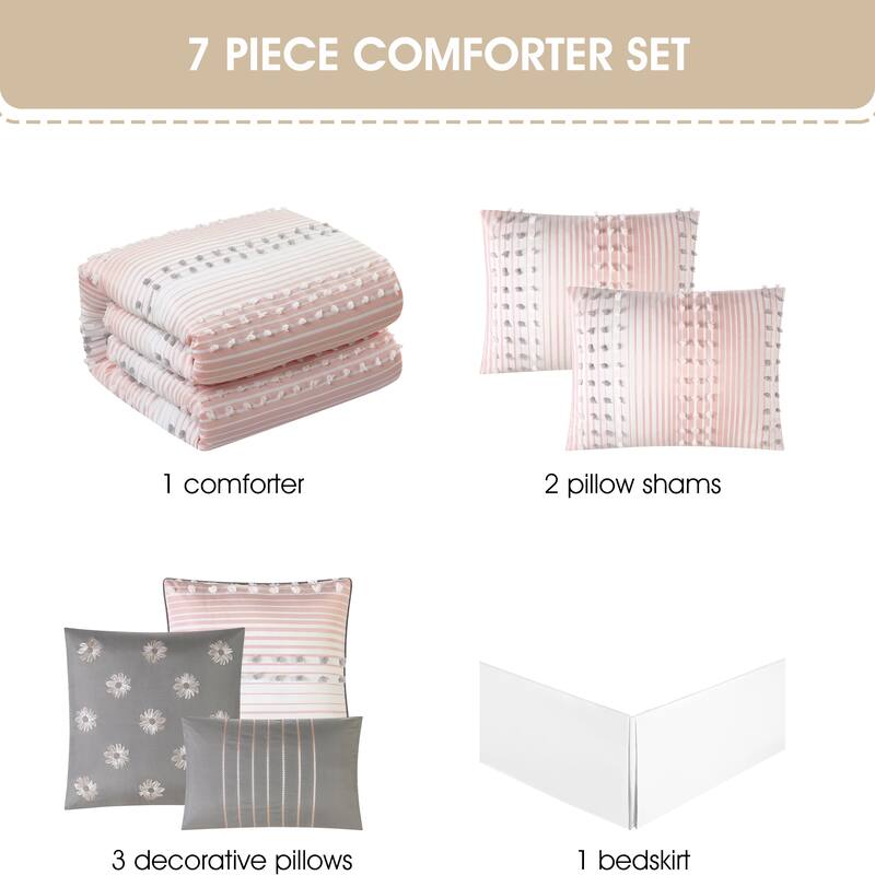 Nanshing Jessy Modern Striped 7 Piece Comforter Set
