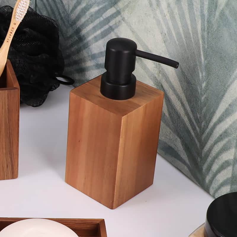 Acacia Wood Bathroom Accessory Set Collection