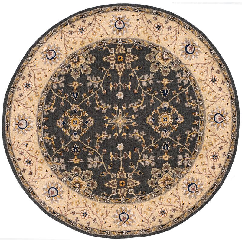 SAFAVIEH, Handmade Easy Care Mariola Oriental Rug - 6' Round - Grey/Cream
