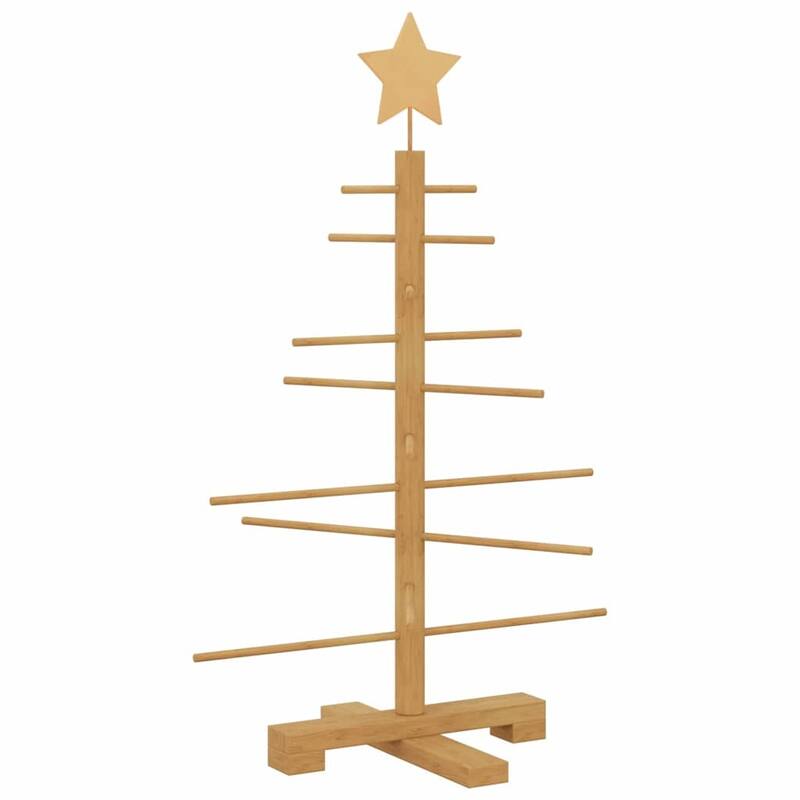 vidaXL Wooden Christmas Tree with Stand Brown bamboo