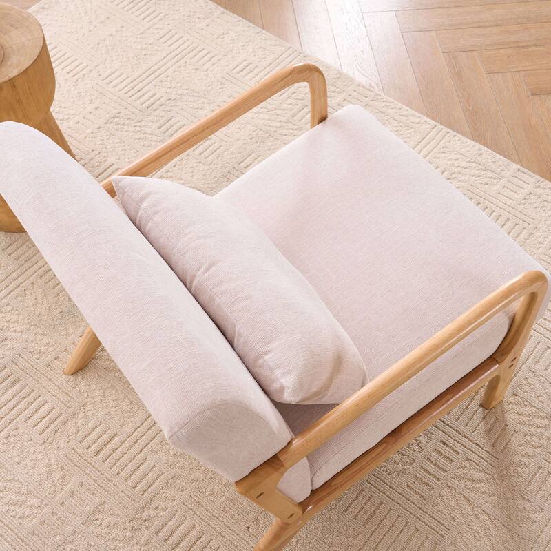 Modern Accent Chair with Lumbar Pillow, Relaxing Armchair with Solid Wood Frame & Soft Cushion - 25.2"W x 31.1"D x 29.5"H