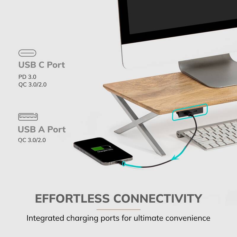 Jani Wood Monitor Stand Riser Desk - Ergonomic Design Stand, Desktop Organizer Table for Home, Office Workspace, Gaming Desk