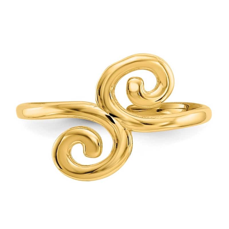 Curata 14 karat Yellow Gold Solid Polished Swirl Adjustable Toe Ring (6mm)