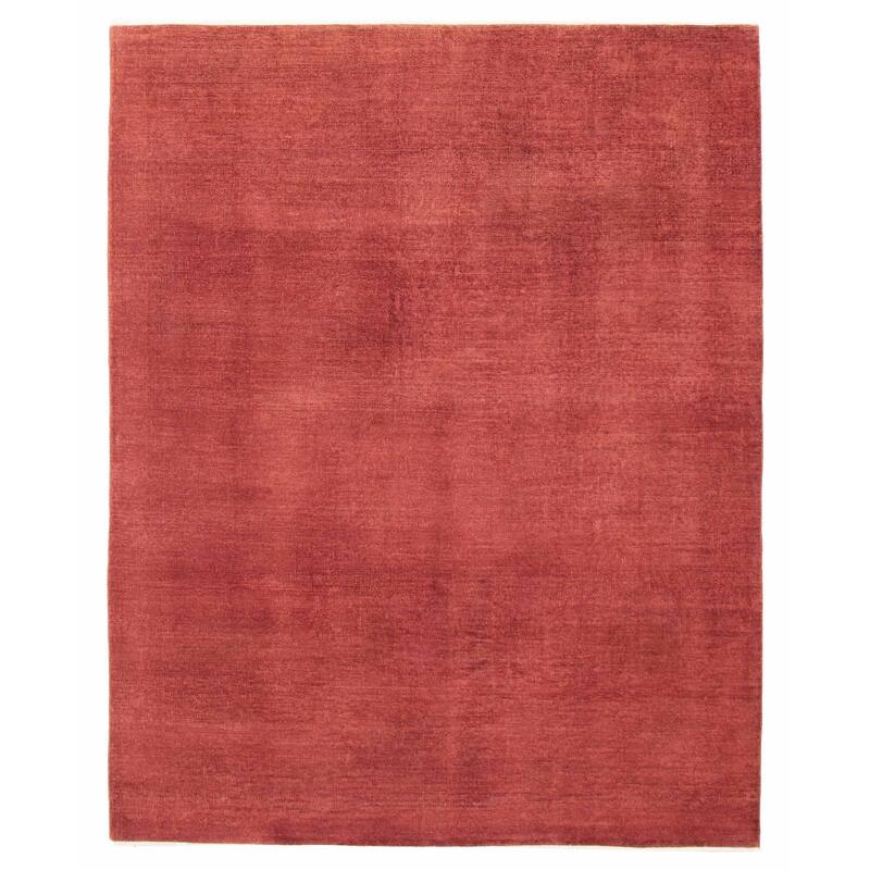 ECARPETGALLERY Hand-knotted Vibrance Coral Wool Rug - 7'10 x 9'9 - Dark Coral - 7'10 x 9'9
