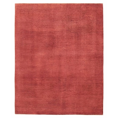 ECARPETGALLERY Hand-knotted Vibrance Coral Wool Rug - 7'10 x 9'9