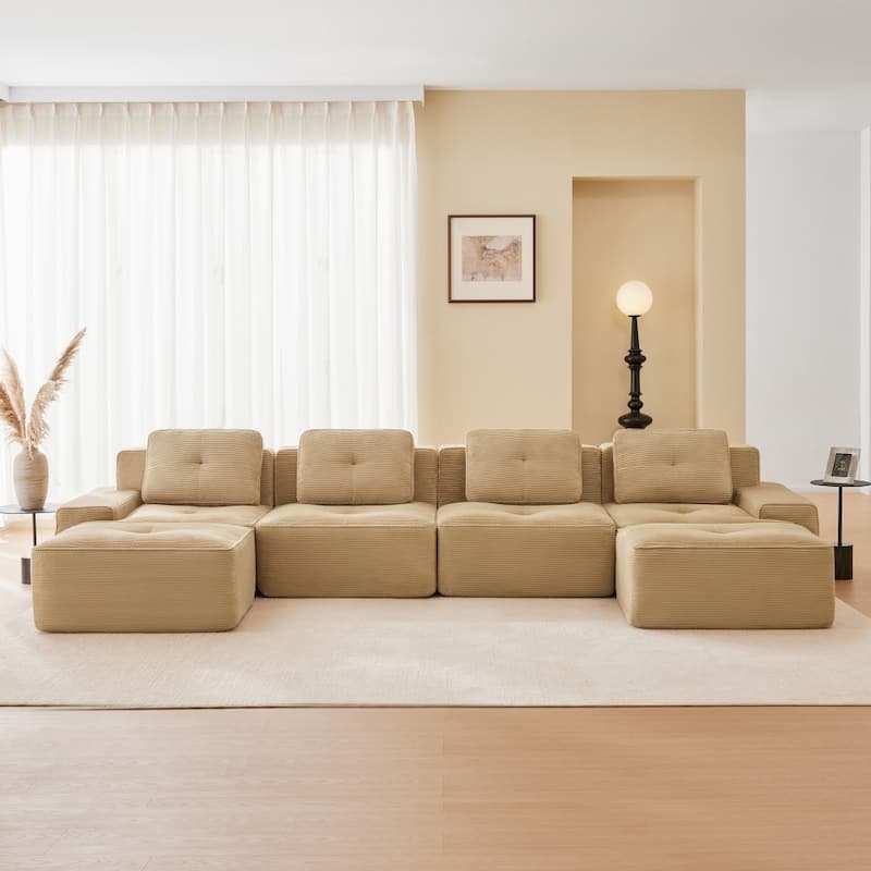 152.8" Modern U-Shaped Modular Anti-slip Design Sectional Sofa with 2 Ottomans