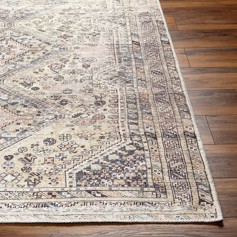 Livabliss Traditional Amelie Medallion Washable Area Rug