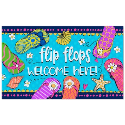 Entryway Floor Mat 29.5" x 17.75" - Flip Flops Welcome - 29.375-17.75x.0254