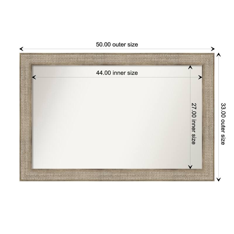 Trellis Silver Framed Non-Beveled Custom Wall Mirror, Bathroom Vanity Mirror - Outer Size: 50 x 33
