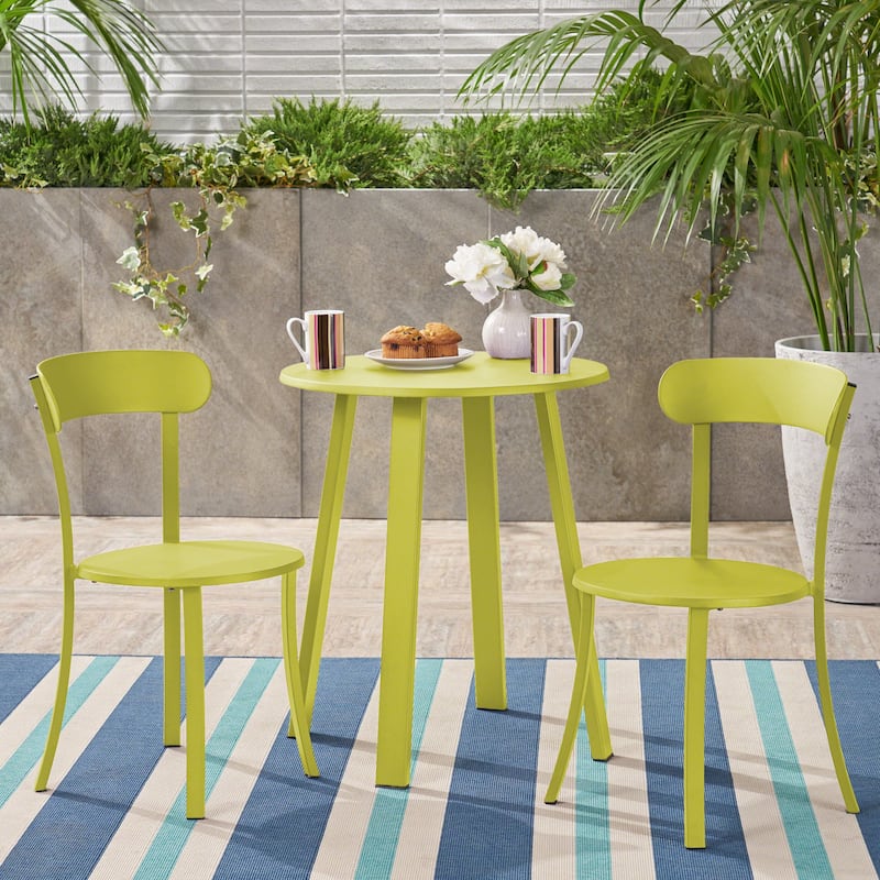 Barbados Outdoor Bistro Set by Christopher Knight Home - matte lime green