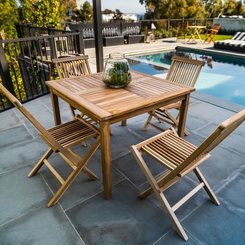 Nordic Teak 39" 4-Person Natural Outdoor Square Dining Table - Honey