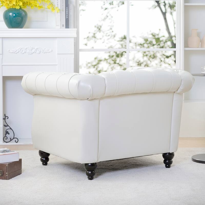 Modern Single Seat Upholstered Couch, 38.98" PU Leather Sofa Armchair for Living Room and Apartment