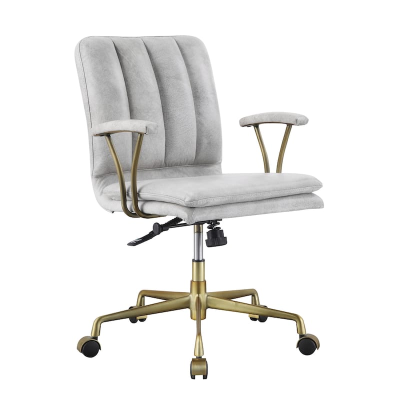Office Chair Adjustable Height Leather Swivel Chair Vintage White Executive Desk Chair
