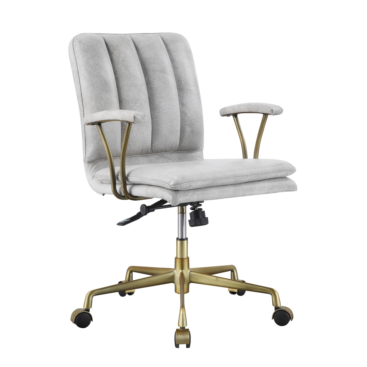 Office Chair Adjustable Height Leather Swivel Chair Vintage White Executive Desk Chair