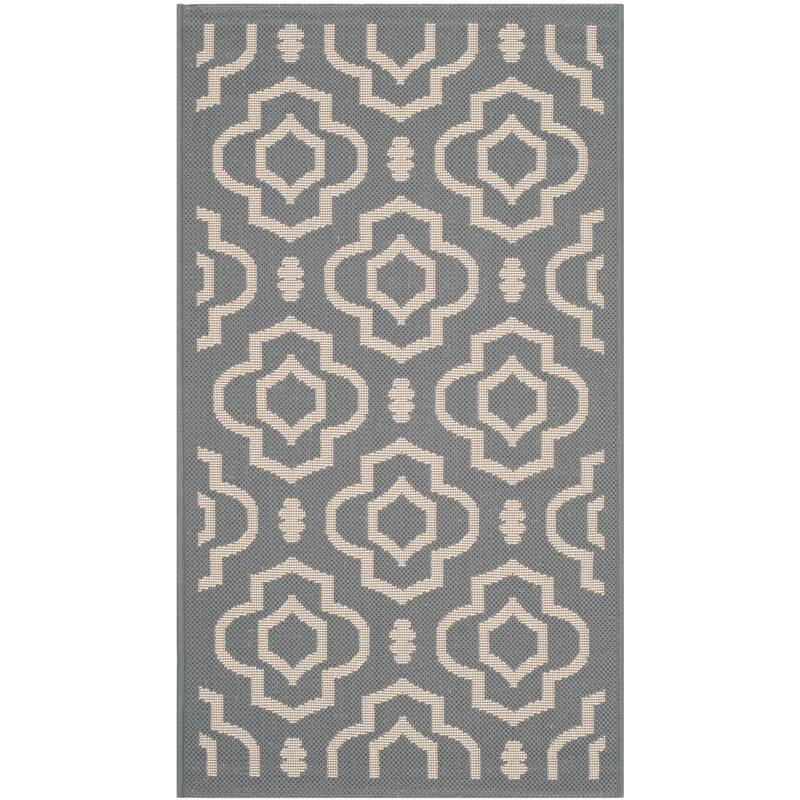 SAFAVIEH Courtyard Rheta Indoor/ Outdoor Waterproof Patio Backyard Rug - 2' x 3'7" - Anthracite/Beige