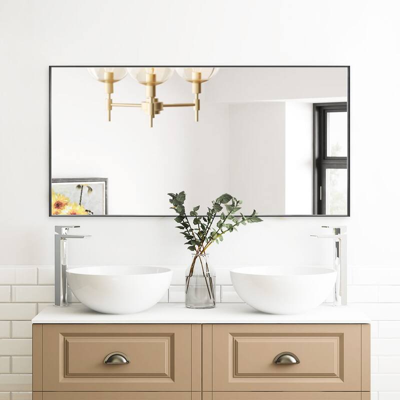 Modern Classic Black Metal Framed Full Length Mirror