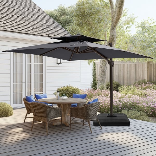 best double top offset patio umbrella ABCCANOPY Cantilever with 360 Rotation Beige / 10FT The Crestlive umbrella brings adaptable shade and visual balance to outdoor spaces Pellebant 9 ft. x 11.5