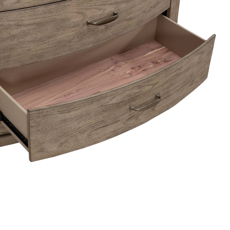 Avalon Burnished Beige Oak Queen Panel Storage Bed Bedroom Set