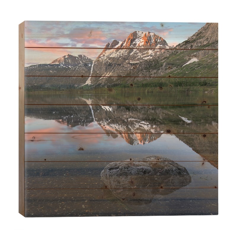 Peak From Silver Lake, Sierra Nevada, California Print On Wood by Tim Fitzharris - Multi-Color - 26x26x1.5