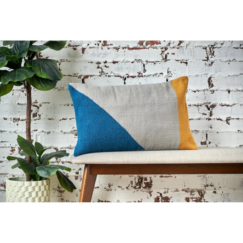 14" x 22" Rory Modern Geometric Gray Cotton Blend Decor Throw Pillow