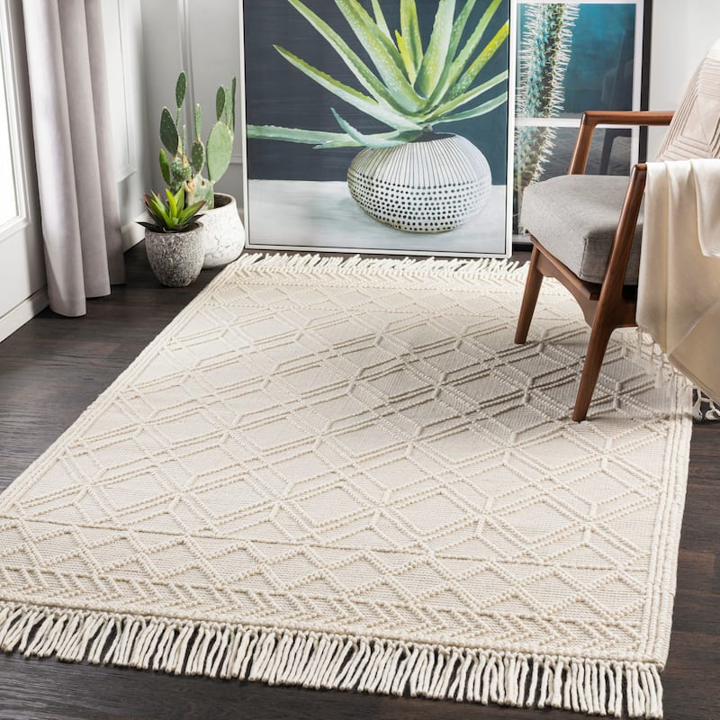 Livabliss Gertrude Handmade Cottage Geometric Wool Area Rug - 2' 3" x 3' 9" - Beige