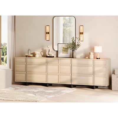 WAMPAT Modern Dresser for Bedroom, Wooden Chest of Drawers with T-Shaped Wood Legs